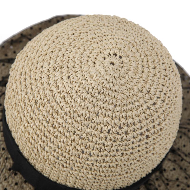 French Style Foreign Wave Dot Mesh Hollow Bucket Hat Sun Hat Children Summer Straw Hat Basin Hat Vacation Travel Bucket Hat
