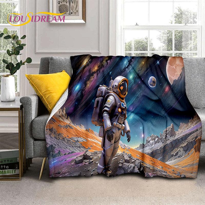 Astronaut Dream Universe Spaceman 3D Outer Space Cartoon Soft Blankets,Throw Blanket for Picnic Beds Home Bedroom Cover Kid Gift