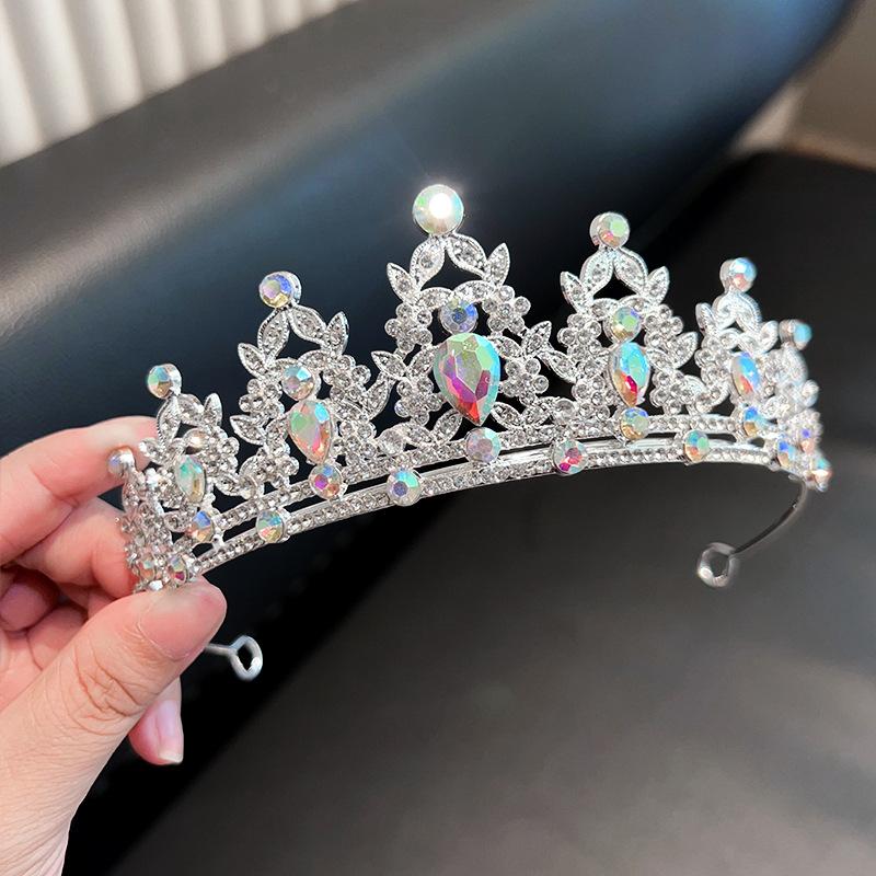 High-End Crown Headgear Princess Children'S Light Luxury Crystal Crown Birthday Gift Girls June 1 Performance Crown Hair Accessories