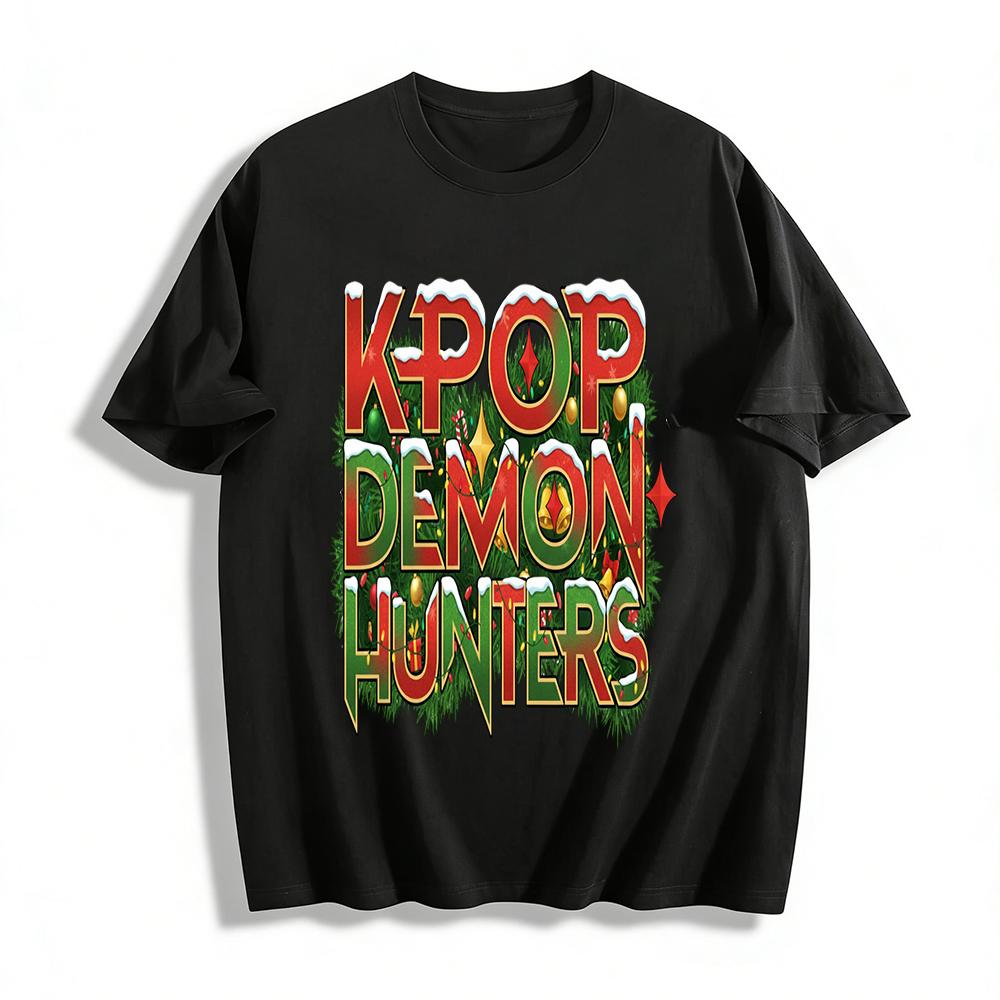 

Christmas Limited KPOP Demon Hunters Printed Top K-pop Fans Festive Vibe Casual T-shirt Pure cotton T-shirt XXS