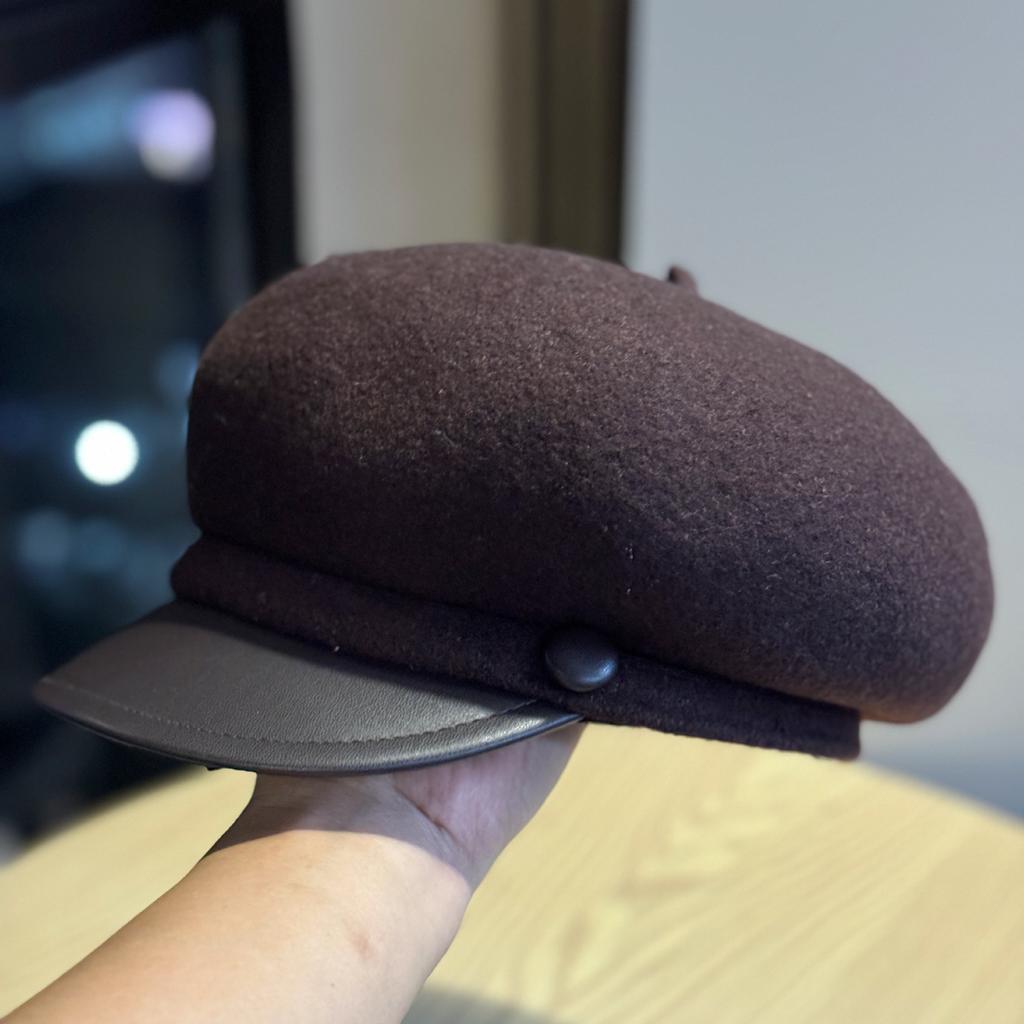New High End Wool Octagonal Hat for Women In Autumn and Winter Woolen Beret Hat Retro Versatile Newsboy Hat