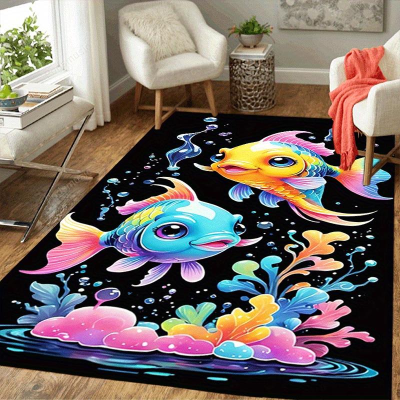 1pc Cute Goldfish Design Area Rug - Soft, Anti-Slip, and Durable Gaming Room Decor for Bedroom