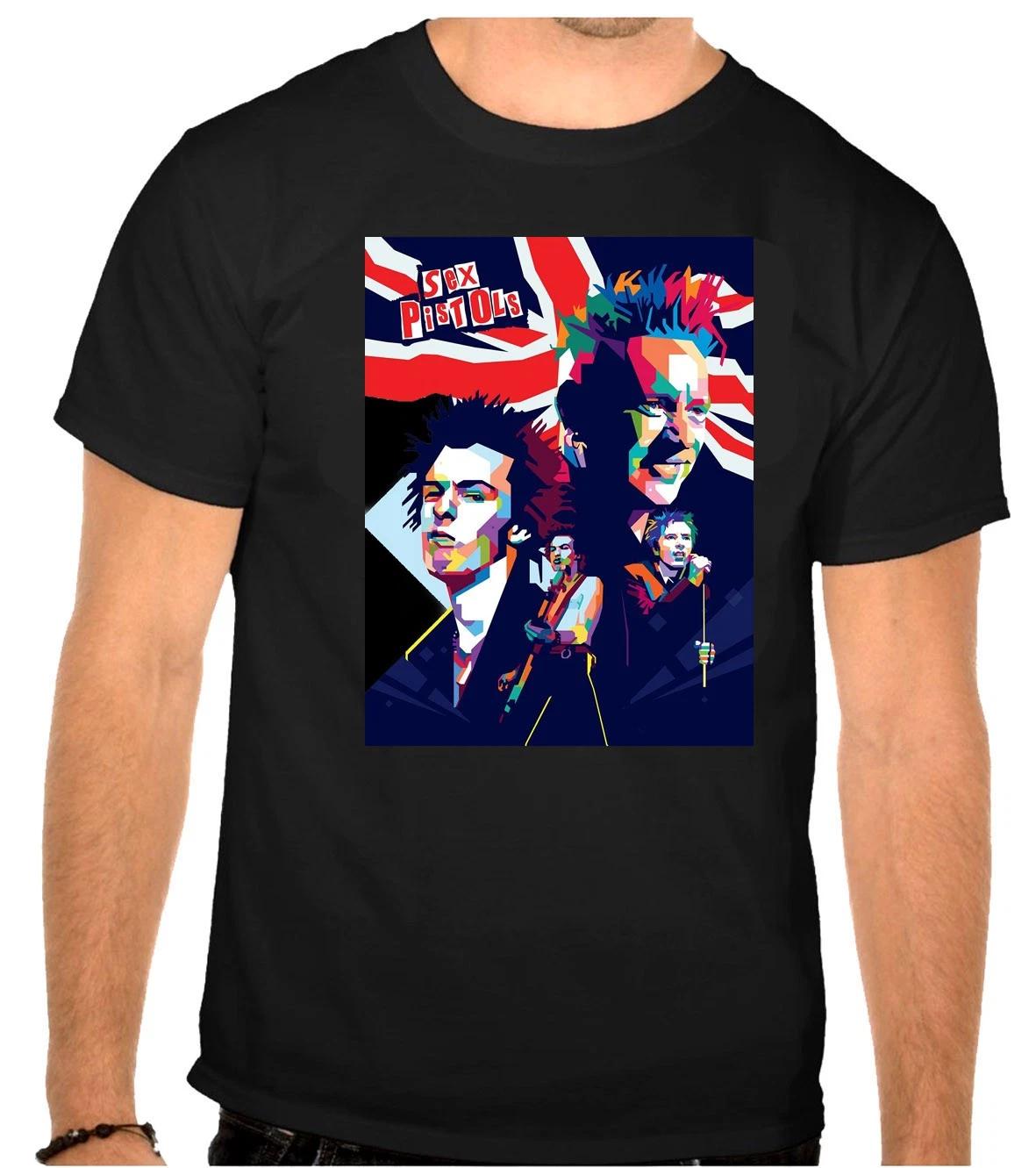 Sex Pistols Rock Music Logo Black 100% Cotton T-shirt Mens Tees Top -1222- S