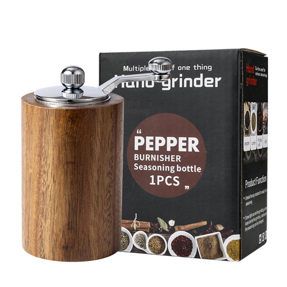 LMETJMA Acacia Wood Pepper Grinder Set Classical Hand Shake Wood Manual Pepper Grinder Salt Mill with Adjustable Coarseness светло-серый