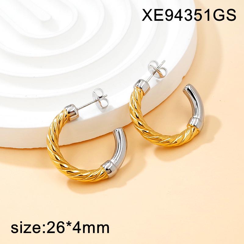 European-Style Gold-Plated Twist Hoop Earrings for Women: 2025 Titanium Steel, Simple & Versatile High-End Design