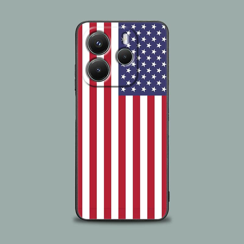 American USA Flag Five-pointed Star Phone Case for Xiaomi Redmi 14C 12C 10C 13C 4G Redmi Note 14 13 12 11 10 Pro Plus 12S Cover