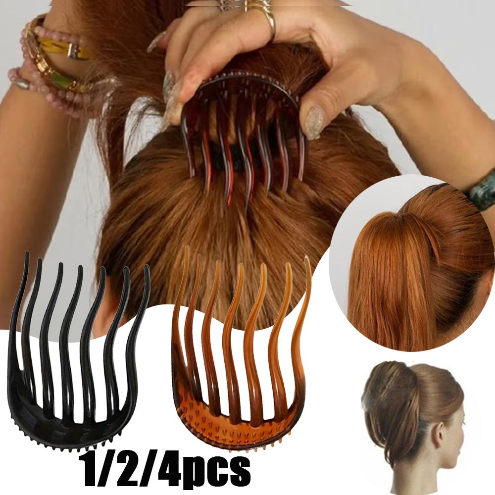 1/2/4pcs Fluffy Hair Comb Simple Ponytail Hair Clips Ponytail Heightener Girls Hair Styling Tools Elegant Hair Clip Accessory