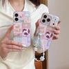 Sequin Patchwork Grid Bear Horse iPhone 17/16 Pro Max/15/14 Case