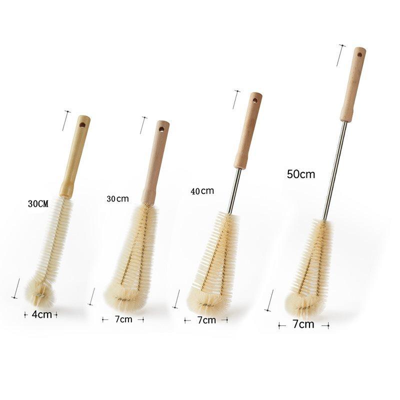4PCS Wooden Handle Bottle Cleaning Brush Kitchen Drink Wineglass Bottle Glass Cup Cleaning Brush