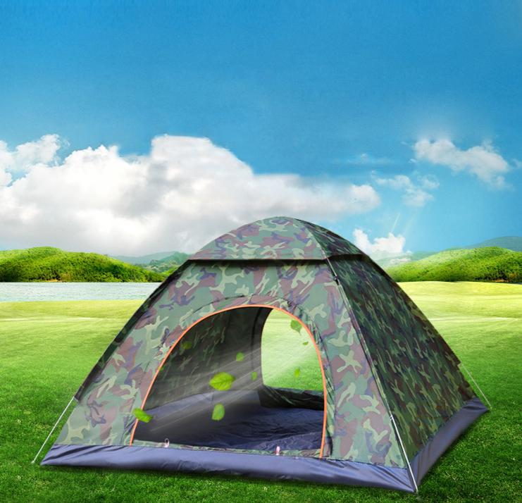 Tourist Camping Tent for Holidays, Automatic, 3-4 People, Strong Camouflage