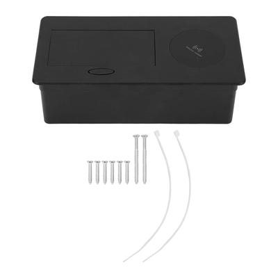 Black Embedded Desktop Socket with Wireless Charger Wiring Free 2 Pin Socket Outlet