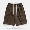 Shorts Masculinos Casuais Largos Estilo Japonês para Trabalho, Combinação Total, Verão, Cor Sólida, Pregueados, Comprimento até o Joelho