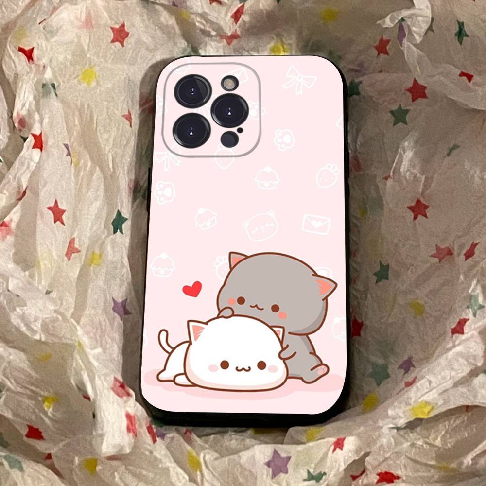 Cartoon Cute Cats Phone Case For Iphone 17 16 15 16e 14 13 12 11 Pro Max Plus Case Cover Coque