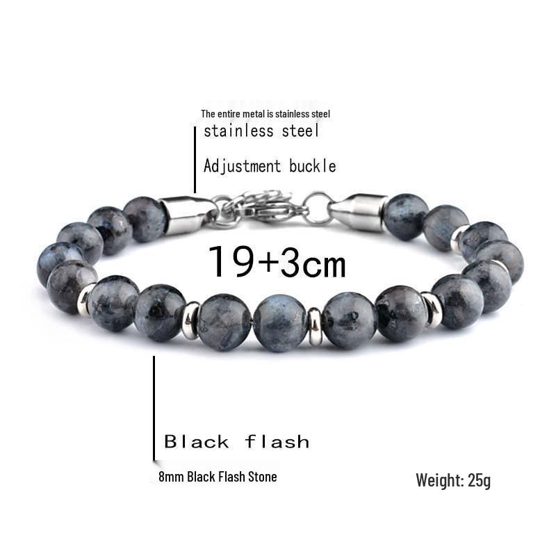Stainless Steel Men's Adjustable 8mm Tiger Eye Bead Bracelet