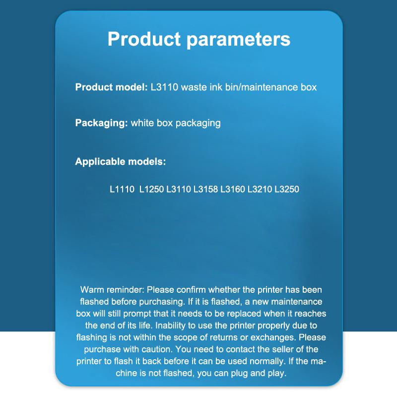 Waste Ink Collector Box For L1250 L3110 L3158 L3160 L3210 L3250 L1110 Printer Maintenance Box Waste Ink Pad Sponge