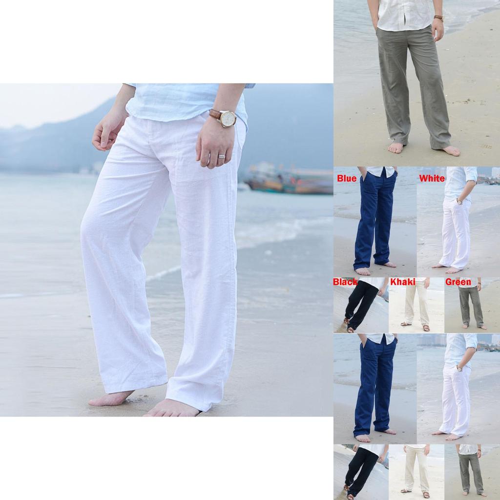 Versatile 2018 Men's Linen Loose Beach Pants Offering Stylish Casual Long Slacks Fit