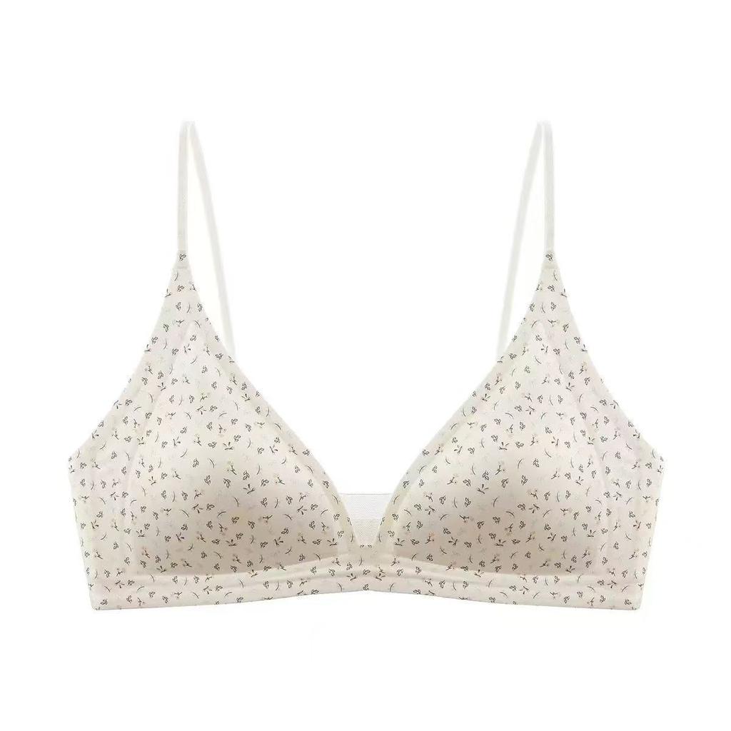 Thin Shoulder Strap Thin Summer French Satin Seamless Deep V Triangle Cup Comfortable Invisible Bra Cover