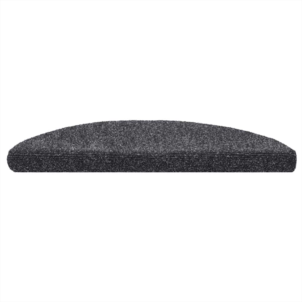 Self Adhesive Stair Treads 10 pcs 56 x 17 x 3 cm Dark Gray Semi Round