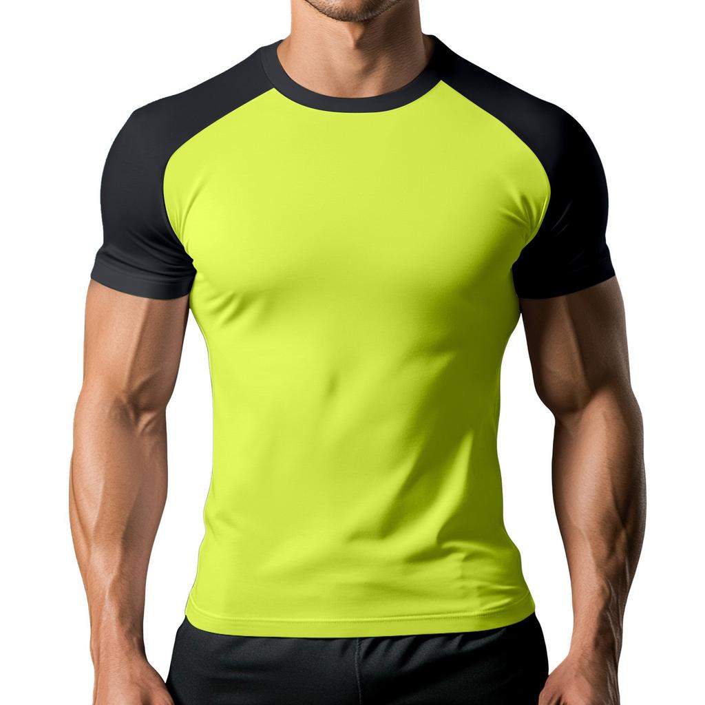 Men's Colorblock Pattern Raglan Short Sleeve Sports T-Shirt