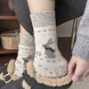 Christmas Snowflake Cartoon Wool Socks Vintage Mid-Leg Socks Thickened And Warm