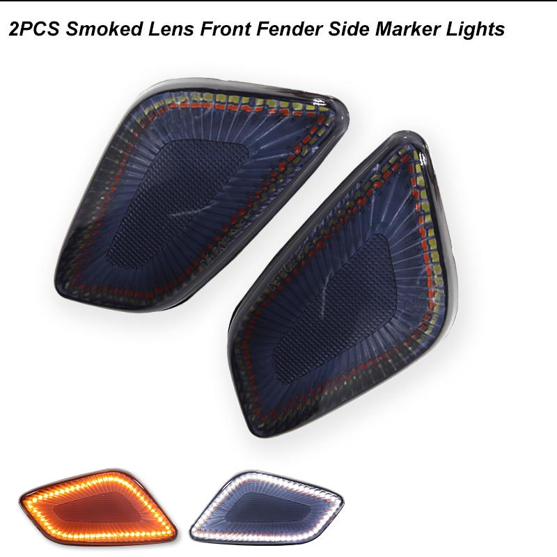 iJDM Car LED Signal Light For Jeep Wrangler TJ 1997-2006 Front Bumper Parking Lamp & Front Fender Side Marker Lamps Black Shell 2pc Side Marker