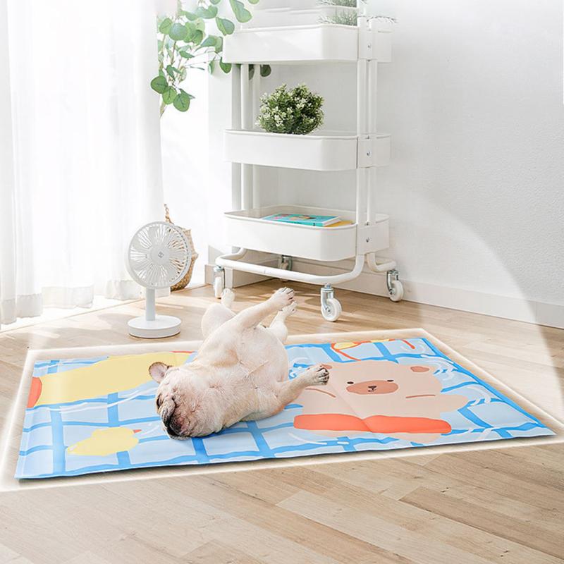 Pet Cooling Mat Bed Cartoon Printing Heat Relief Puppy Dog Cat Ice Pad Summer Supplies