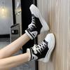 Fashion Booties with Laces Leather Sports Short Shoes for Women Flat Female Ankle Boots High Platform Sneakers Lace-up Footwear Goth Pu