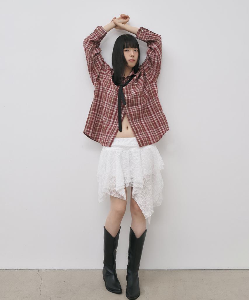 Seul Lace Asymmetrical Layered Skirt_White