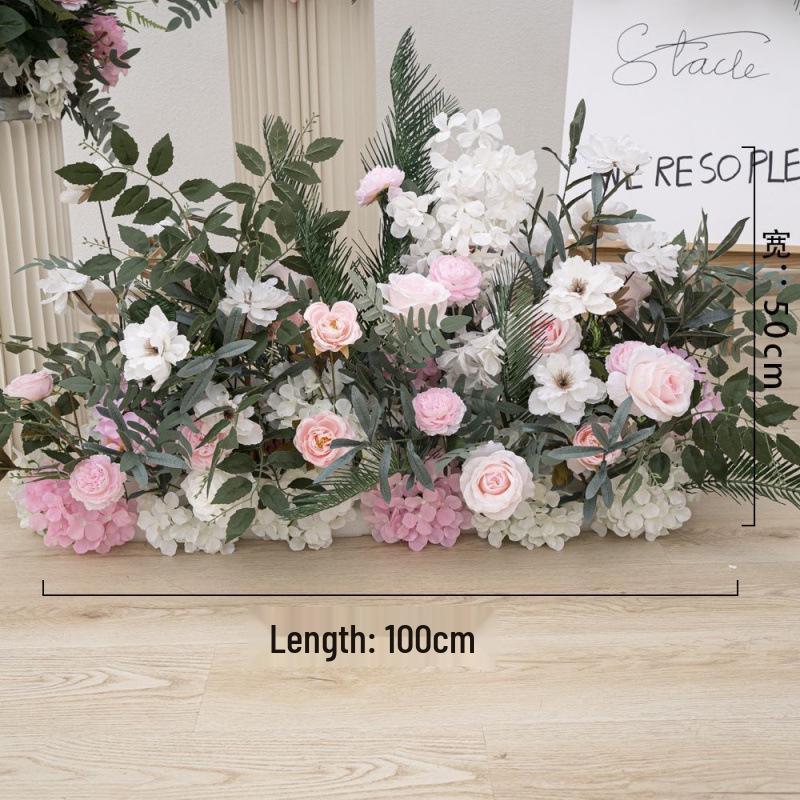 New Floral Ground Row Silk Flower Arrangement for Engagement & Wedding Decor - Large Size, Elegant Design