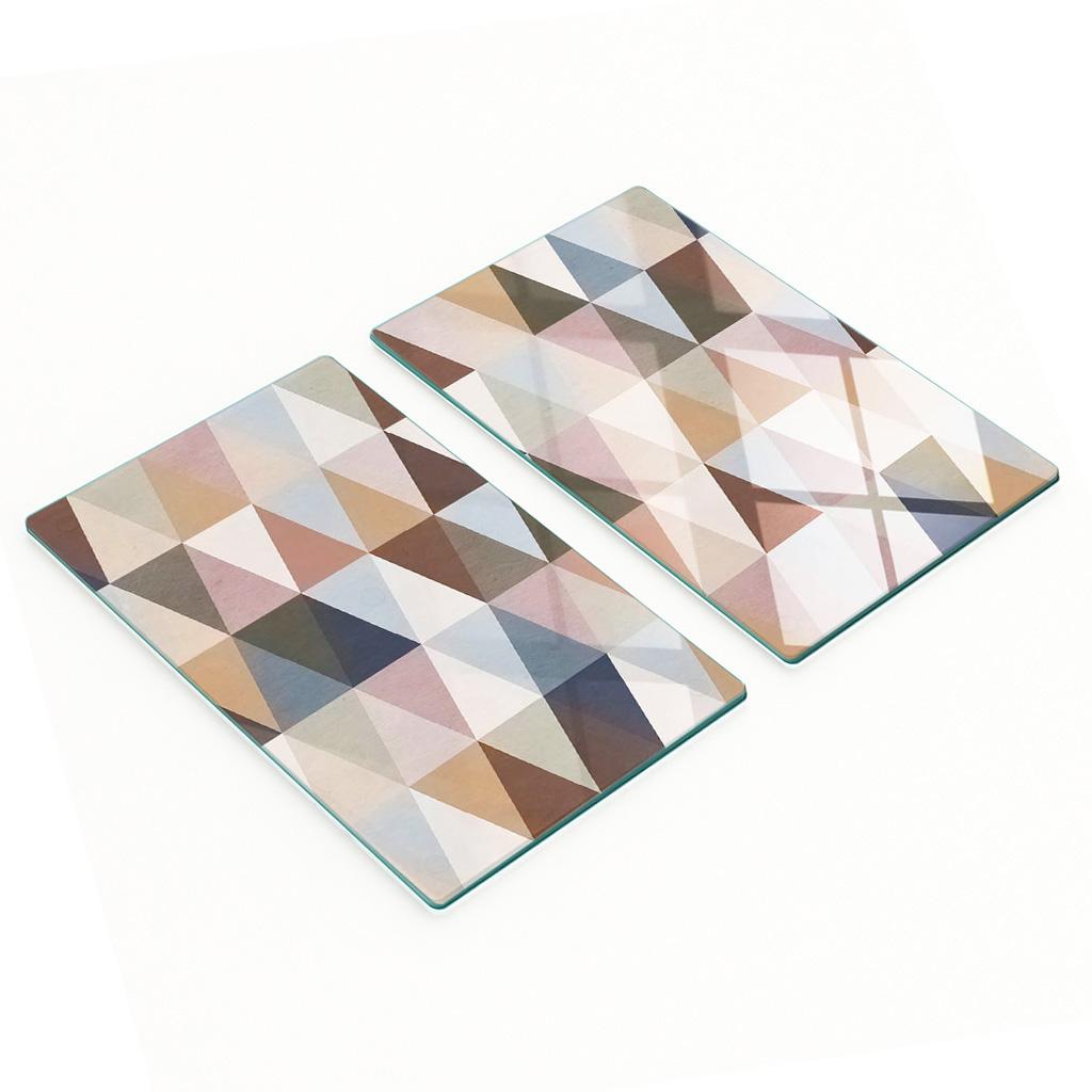 Glass Kitchen Cutting Boards with Graphic Geometry Pattern 2x30x52 Cm