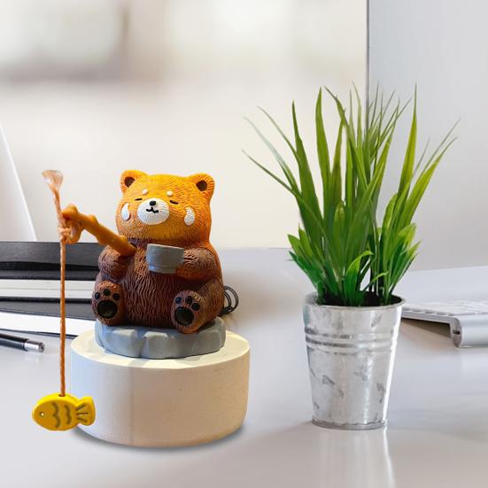 Figurine Animale Pescuit Rășină Panda Marmotă Capibara Statuetă Pescari Serie Animale Ornament pentru Birou Decor Acvariu