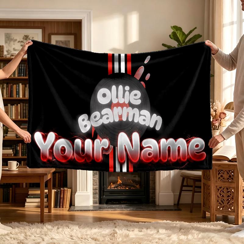 Ollie Bearman (1) Personalized Name Blanket Soft Cozy Gift for Sofa Bed Couch Home Decoration