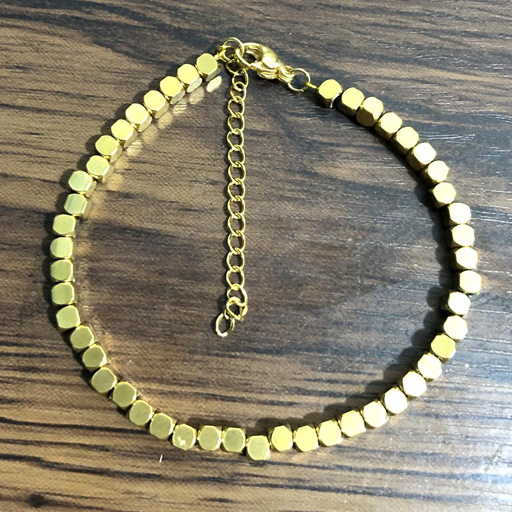 European Fashion 18K Three-Color Stainless Steel Adjustable Beaded Bracelet