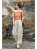 2025 Women's Summer Cotton Linen Ramie Sand-Washed Drawstring Lantern Pants - Distressed & Versatile