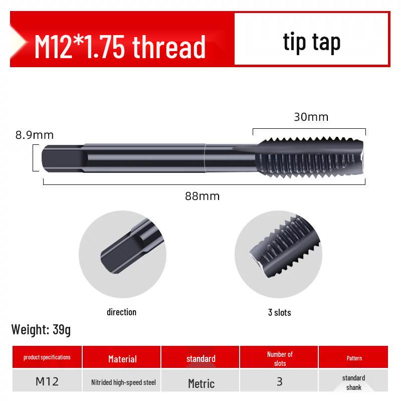 Stainless Steel Spiral Taper Tap Drill Bits with Cobalt-Nitriding, Sizes 4m-10m