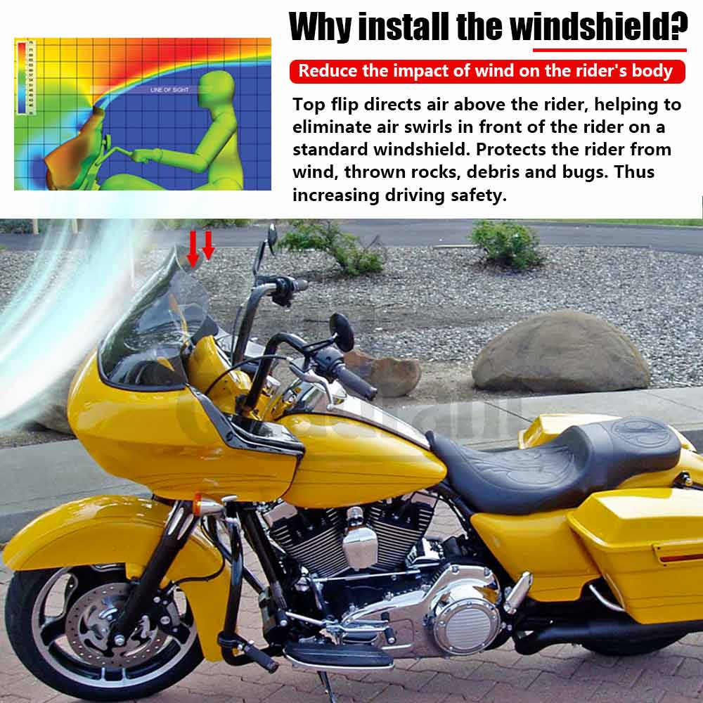 For Harley Road Glide CVO/SE FLTR/I FLTRX 1998-2013 Motorcycle 12.5" Wind Deflector Cowling Windscreen Front Fairing Windshield