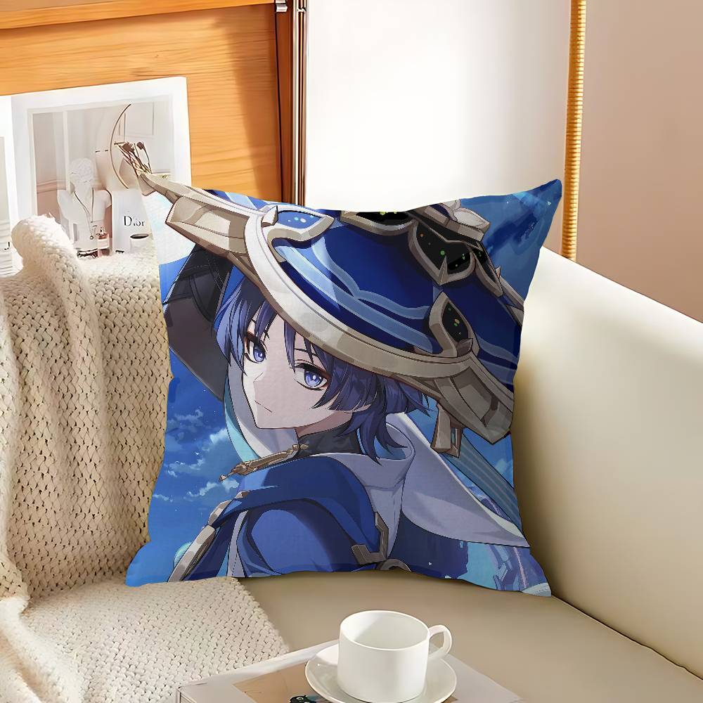 Anime Game Genshin Impact Stitch Lucky Dragon Pillow Cover Sofa Cushion Cover Home Room Decoration Children Gift