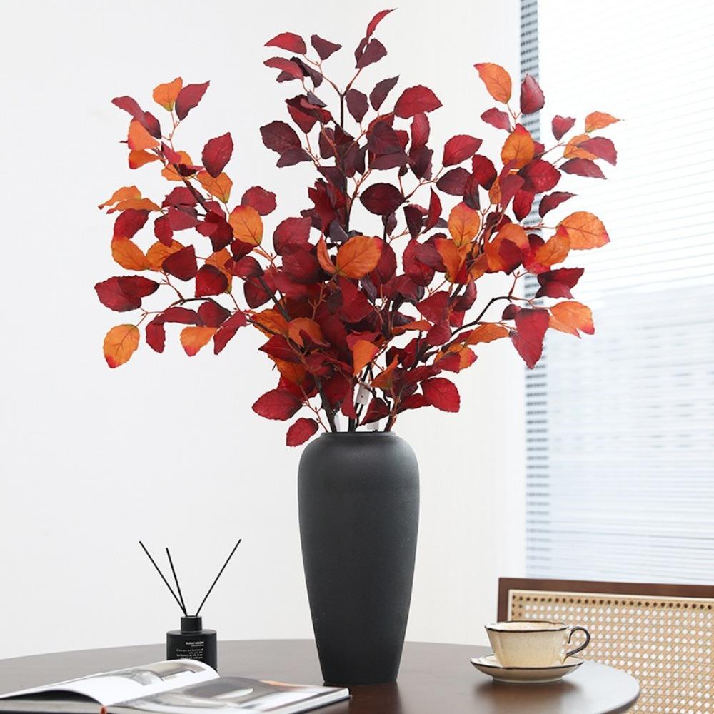 98cm Artificial Long Beech Branch Luxury Floral Simulation Silk Beech Leaf Lifelike Realistic Green Plants Leaves Office