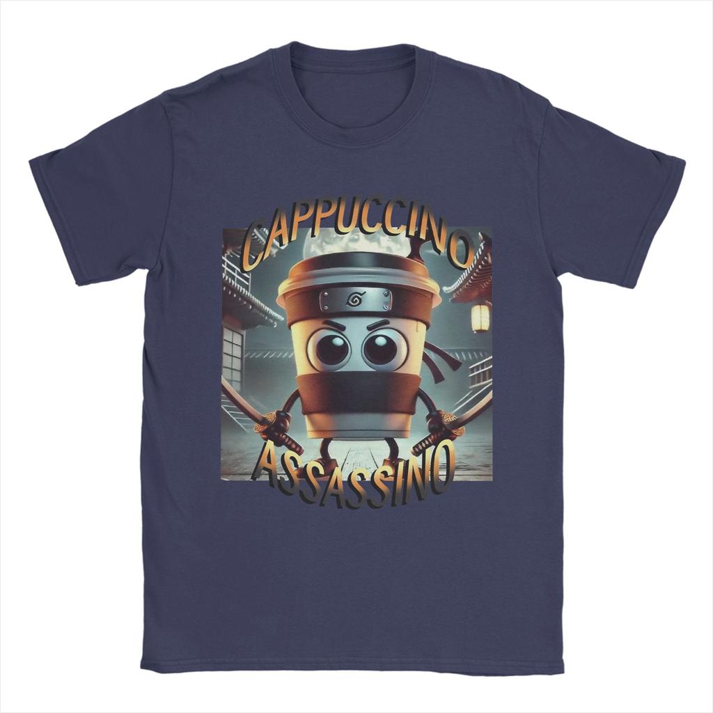 Herren Cappuccino Assassino Italienischer Hirnrot T-Shirt 100% Baumwolle Vintage Kurzarm Rundhals T-Shirt Erwachsene T-Shirts