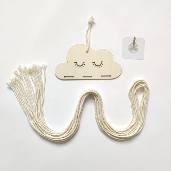 2 Pcs Wooden Cloud Hair Clip Organizer with Princess Headband Accessories, DIY Storage Hanging Pendant for Office Home Desktop Tabletop Organizer