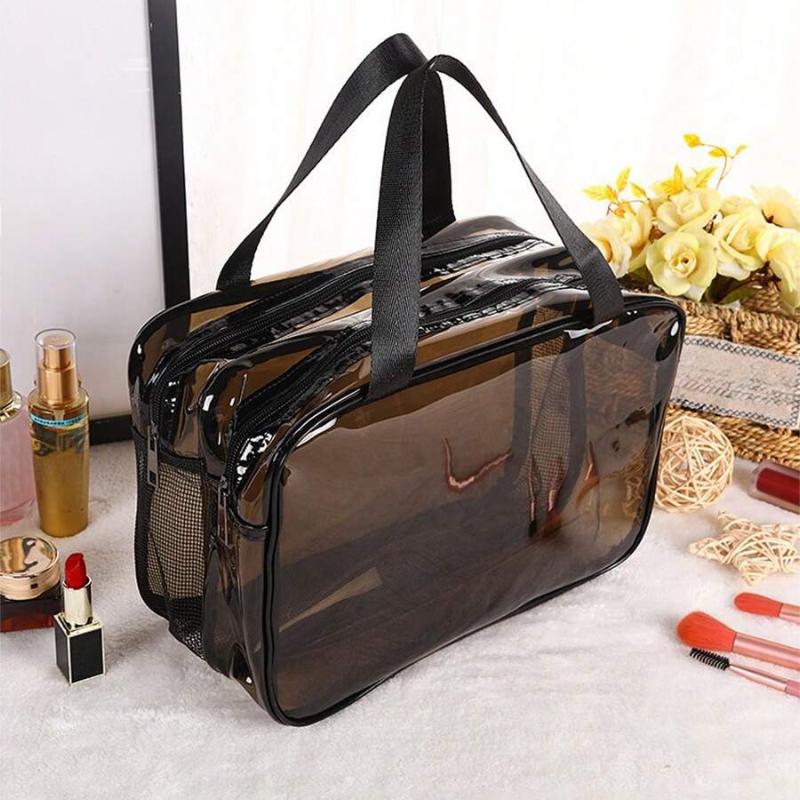 1PC Makeup Travel Bag Make Up Brush Bag Toiletry Bag Transparent Makeup Bag Made of PVC Material, Hand-Held Toiletry Bag, Cosmetic Storage Bag
