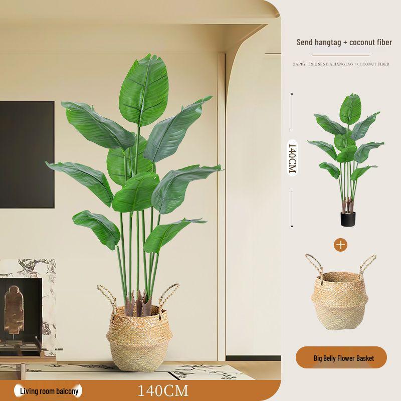 Large Faux Bird of Paradise Tree - Indoor Living Room Floor-Standing Luxury Green Plant Decor