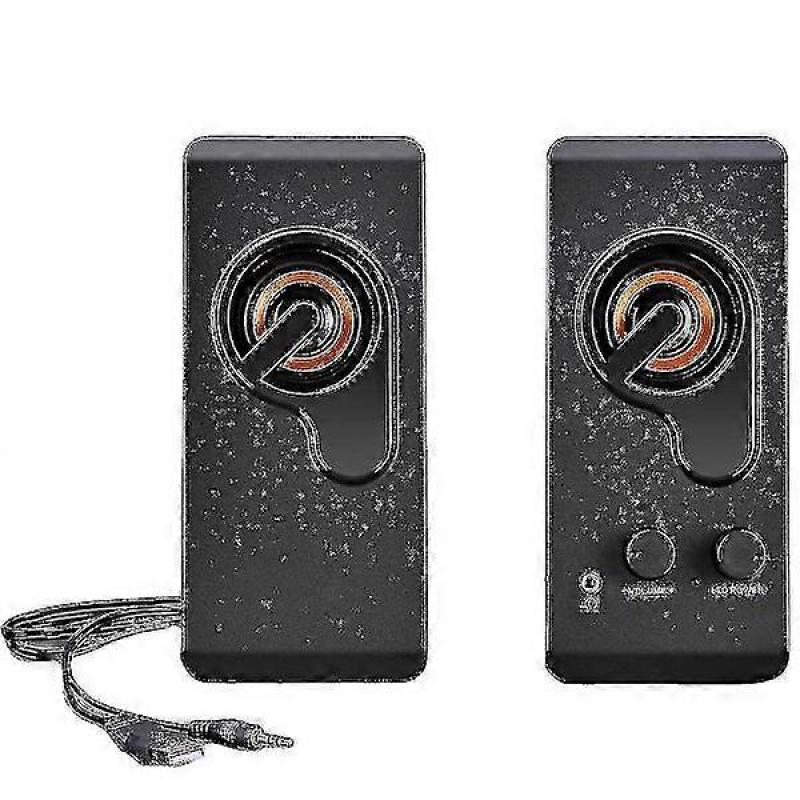 Computer Speakers, PC Speakers Stereo Sound USB Powered Multimedia Speakers with Colorful LED Light (Two-Pack)