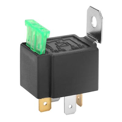 Black 4 Pin DC 12V 30A Car Normally Open Contacts Fused Relay On Off With Bracket