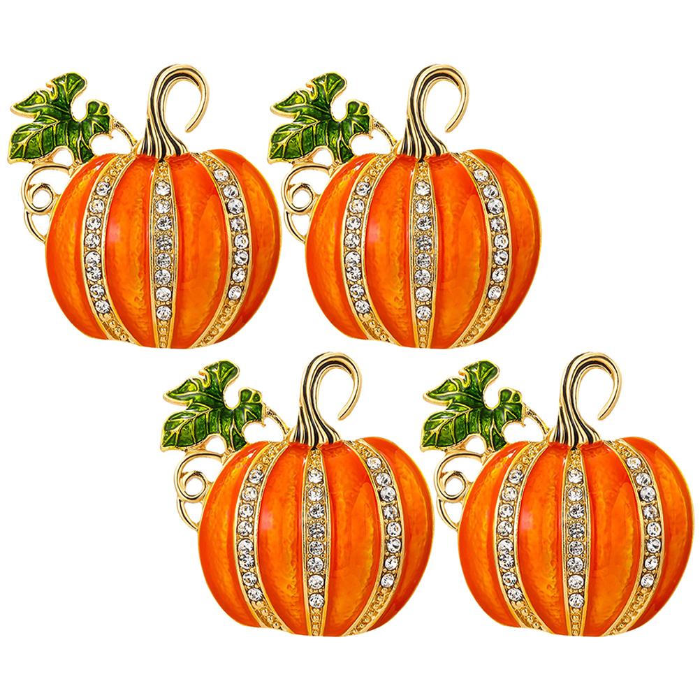 4 Pcs Napkin Buckle Banquet Rings Decorative Party Decorations Decorate Pumpkin Halloween Orange Tissue For Table Decors
