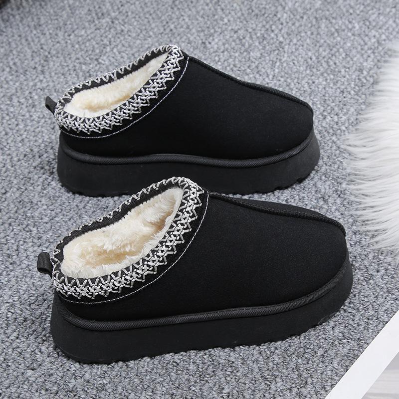 

Snow boots 20254 women s velvet fur warm thick-soled slippers muffin bottom heel-free cotton shoes women s cotton boots 36 чёрный