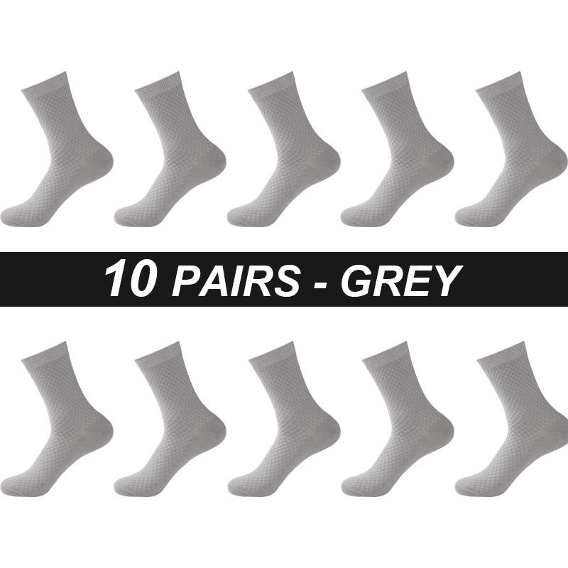 High Quality 10 Pairs Men Bamboo Fiber Socks Breathable Compression Long Sock Business Casual Male Large Size 38-45
