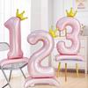 42 Inch Jumbo Number Balloon Aluminum Foil Pink Crown Balloons Digital Balloon  Decoration Supplies