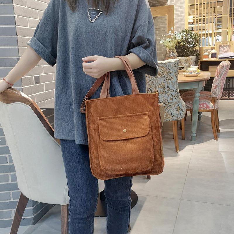 Women's Bag Corduroy New Shoulder Bag Simple Portable Messenger Bag