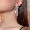 Simple and Versatile Face Small AB Diamond Long Fringed Earrings